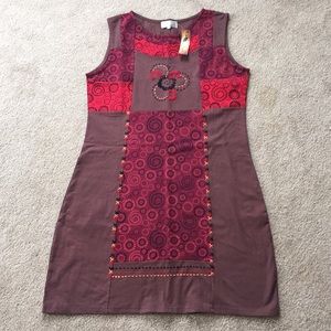 Brown Patch Work Dress